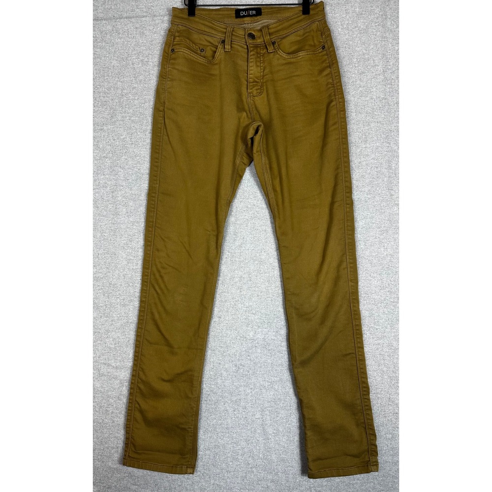 DU/ER No Sweat Relaxed Taper Pant Mens 28x34 Brown Slim Straight 5-Pocket